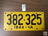 Vintage 1944 Virginia license plate