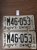 Two vintage Virginia Public Use Gov't Owned license plates