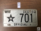 Wisconsin Official 1960 #701 license plate
