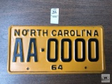 North Carolina 1964 license plate