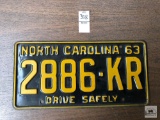 North Carolina 1963 license plate
