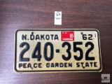 North Dakota 1962 license plate