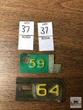Vintage Metal Date Tags, 1959 and 1964