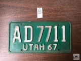Utah 1967 license plate