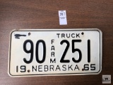Nebraska 1965 Farm Truck registration plate