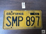 California vintage license plate,1956