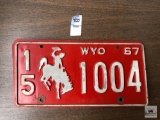 Wyoming 1967 license plate
