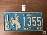 Wyoming 1962 license plate