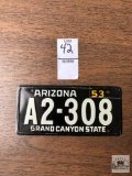 Arizona 1953, Registration Plate