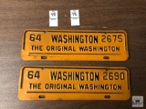 Two 1964 Washington License plate toppers