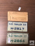 Two South Dakota Trailer License Plates,1964 and 1965