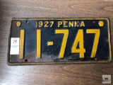 Vintage five character 1927 Pennsylvania License plate
