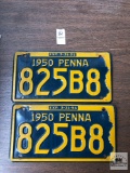 Set of two 1950 Pa Auto. License plates, 825B8