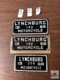 Three City License Toppers for Motorcycle tags
