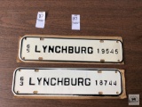 Two Lynchburg City license toppers, 1963 and 1965