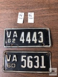 Two Vintage Virginia License plates, 1960 and 1962