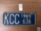 Blue with White lettering plate, 1965, KCC 636