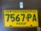 1960 Michigan PICKUP plate, Yellow plate, green lettering,