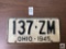 1945 OHIO plate