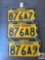 Three consecutive number 1949 Penna Plates