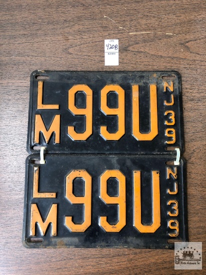 Antique New Jersey 5 character license plate