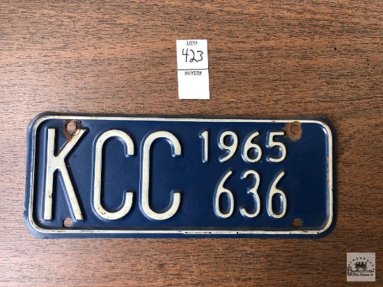 Blue with White lettering plate, 1965, KCC 636