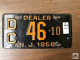 New Jersey 1956 Dealer Plate