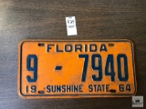 Florida, 1964, Blue lettering on orange plate