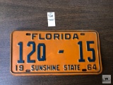 Florida, 1964, Blue lettering on orange plate