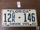 Florida 1962, White plate, Blue lettering