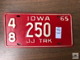 1965 Iowa JJ Truck Plate