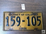 1936 District of Columbia Plate