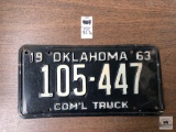 1963 Oklahoma Commercial Truck black with white lettering license plate
