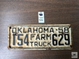 1958 Oklahoma Farm Truck, white with black lettering license plate
