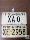 Two 1966 Oklahoma license plates
