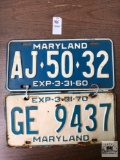 Two 1960 and 1970 Maryland License plates