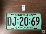 1961 Maryland License plate