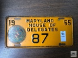 Maryland House of Delegates 1955 license plate