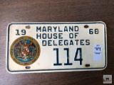 Maryland House of Delegates 1968 license plate