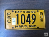 1966 Maryland Bus license plate
