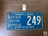 1960 Maryland Antique Motor Vehicle plate