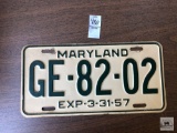 1957 Maryland plate