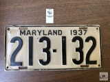 Antique 1937 Maryland plate