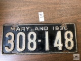 1936 Maryland black plate