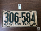 1940 Maryland plate