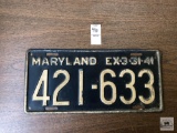 1941 Maryland black plate