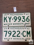 Two 1962 Michigan plates