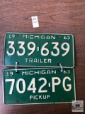 Two 1963 Michigan plates
