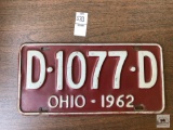 1962 Ohio red plate