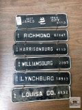 Six City Topper License Plates, Virginia